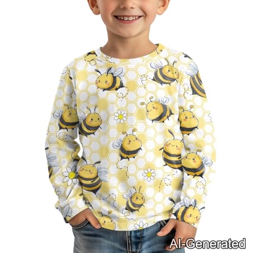 Image of Renewold Boys Girls Tees Kids T-Shirt Long Sleeve Crewneck T Shirts Casual Athletic Tops Clothing for Home School Travel