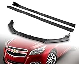 HYPERSPEED Front Bumper Spoiler Lip + Side Skirt Extension Rocker Panel Splitter Diffuser ABS Fit for 2013 2014 2015 2016 2017 2018 Chevy Malibu, Car Mods Accessories (Matte Black, 86' x 4', 9PCS)