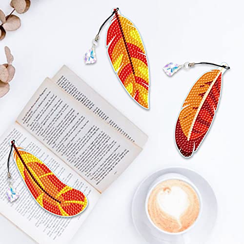 Pigpigboss Feather Bookmark Diamond Painting Set 6 Pcs Pvc Diamond Painting Bookmark With Pendant Peacock Feather Bookmark Diamond Painting Art Graduation Gift #TOP2