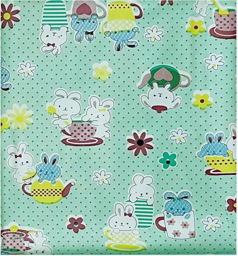 Image of Waterproof PVC Plastic Mattress Protector Double Bed Flat Bedsheet with Elastic for Babies Girls & Boys (Green Printed)