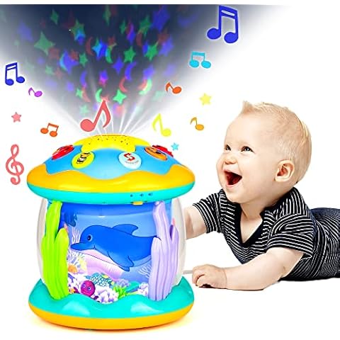 Baby Toys 6 to 12 Months Musical Light Up Tummy Time Infant Toys 3-6 7 8 9 12-18 Months Crawling Toys Ocean Rotating Projector Baby Gifts for 1 2 3 Year Old Boy Girl Birthday Toddlers Kids Cover