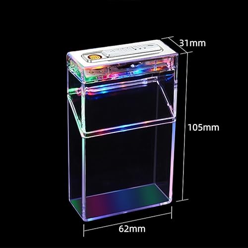 Miniatura 6 de Estuche de cigarrillos transparente con encendedor, 20 cigarrillos regulares, encendedores USB, 2 en 1, transparente, extraíble, portátil, el mejor