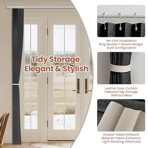Image of AJAZZ Blackout Accordion Door Curtain 1 Panel 98 inchx78 inch Black - Magnetic Folding Room Divider, No-Drill Sliding Patio Closet