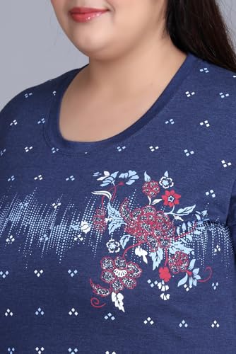 Image of In Love Women's Plus Size Printed Cotton Night Suit Set Short Sleeve | Cotton fabric - soft night suit set for sleepwear and home comfort