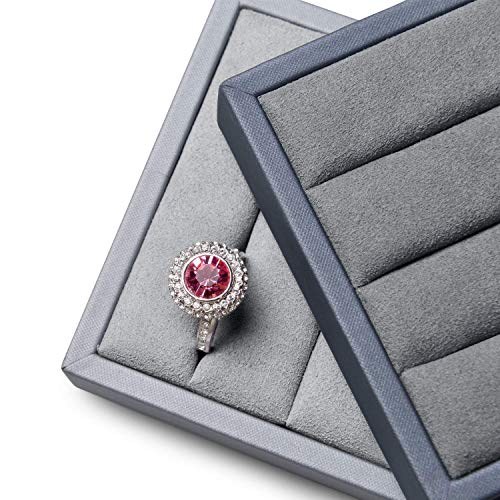 Ring Display Stand Holder Ring Display Case Organizer Tray For Jewelry Display Tray Holder Box Earring Display Earring Display Stands For Showcase(Light Grey)