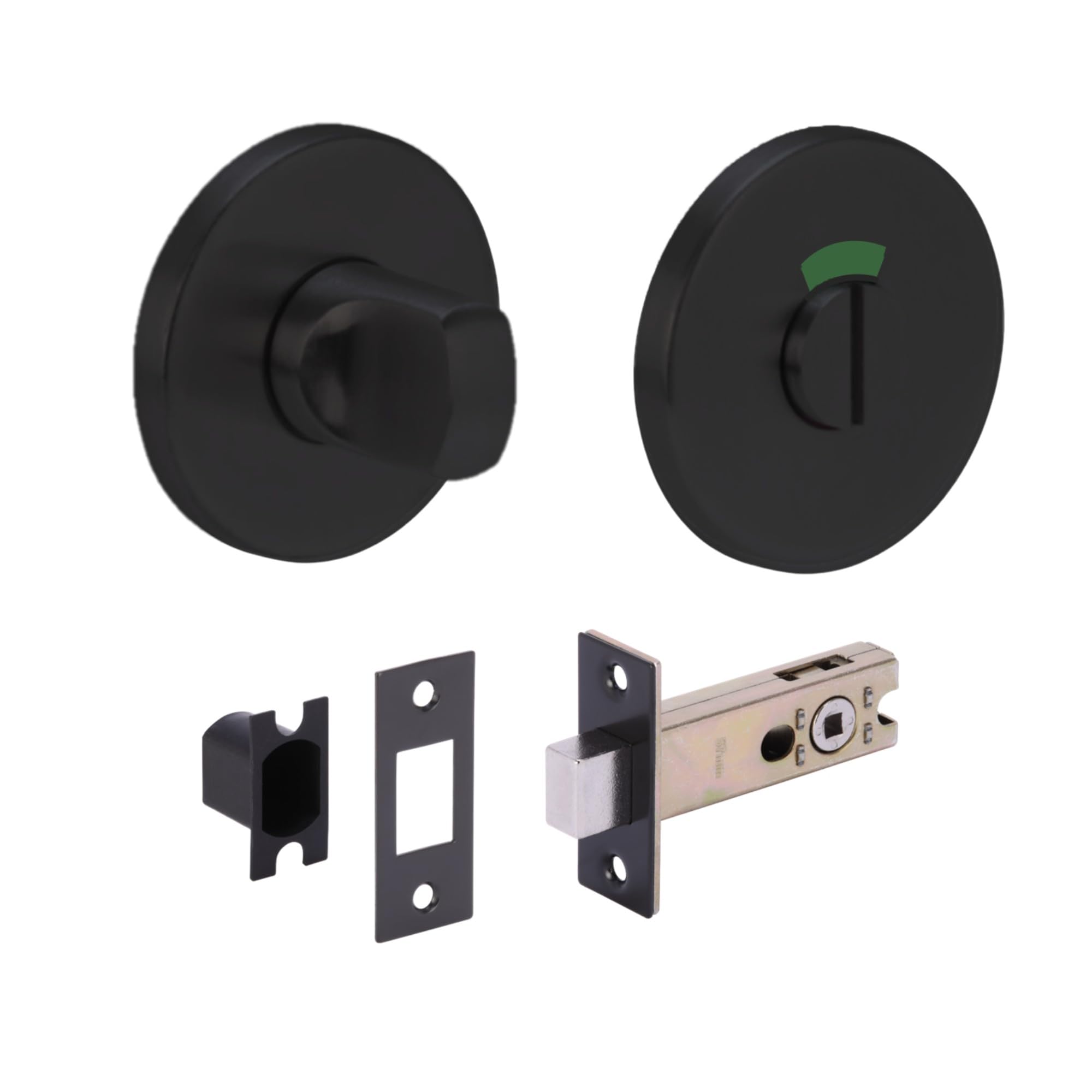 Hunta Black Matt Handlezone® Stainless Steel Bathroom Toilet Door Kit - Turn With Indicator Release - Finish - 76Mm Bolt With 57Mm Backset