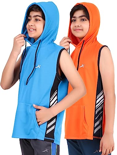 Image of Vector X OKT-228 Kid's Printed Hoodie Boys Sleeveless Hooded Regular Fit T-Shirt