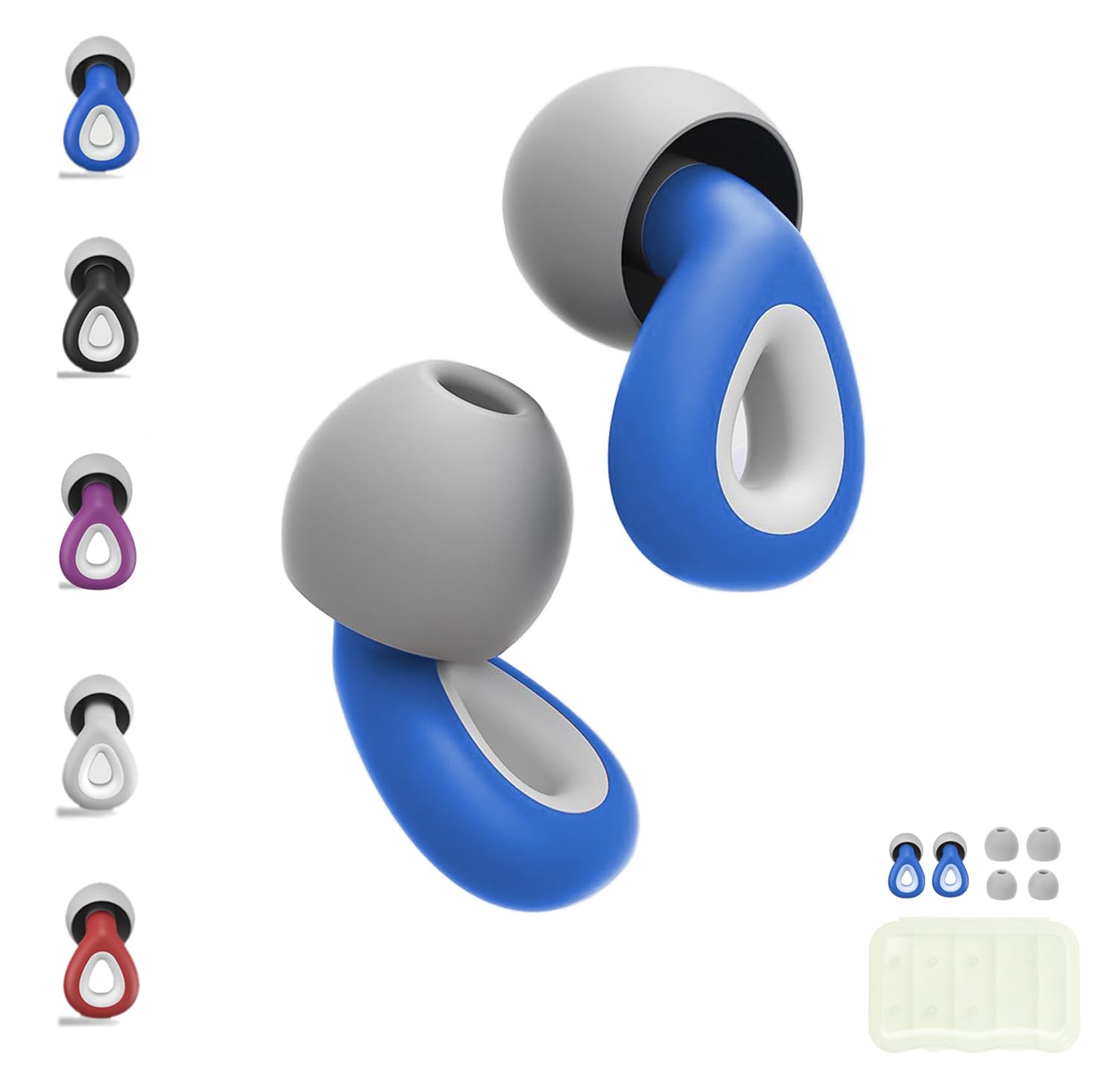 Bouchons D'Oreilles Réutilisables 35dB - Kit 8 Embouts 4 Tailles Pour Dormir, Voyager, Concerts - Réduction Bruit Premium