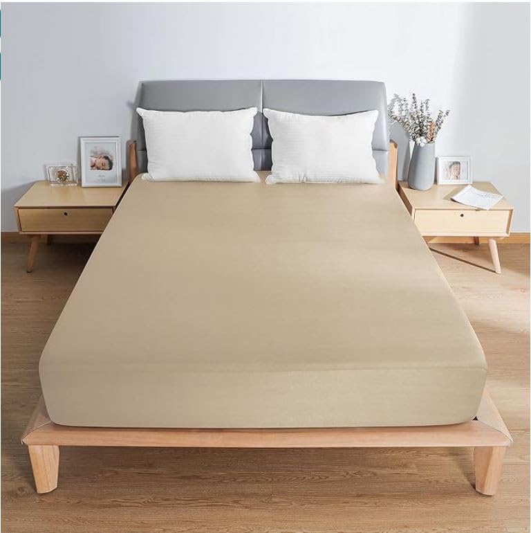 Mink Haven Cotton Waterproof Mattress Protector | Breathable, Hypoallergenic, Ultra-Soft Terry Cotton | Washable Elastic Fitted Cover for King Size Bed (Beige, 84x78 inch, Fits up to 12")-image-11