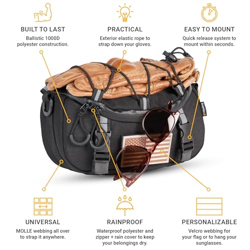 Odinsberg Multipurpose Water Resistant 3L Motorbike Handlebar Bag and Bicycle Bike Handlebar Bag to be Used as Motorcycle Tool Roll Handle Bar Bag Motorcycle Tool Bag Bike Tool Bag Or Sissy Bar Bag - Image 7