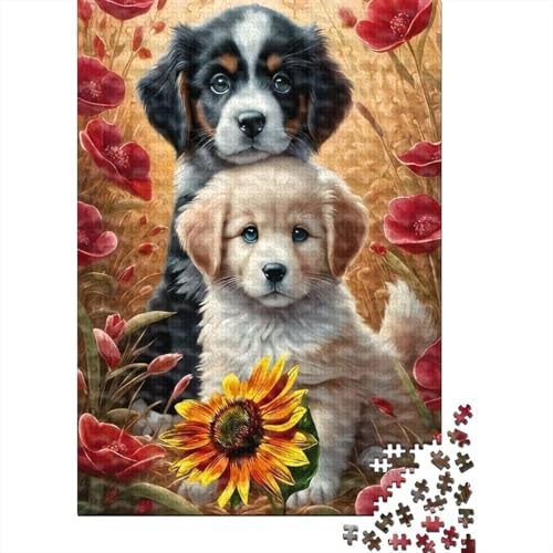 Puzzle de 1000 piezas con cachorros y girasoles para llenar de ternura tus tardes