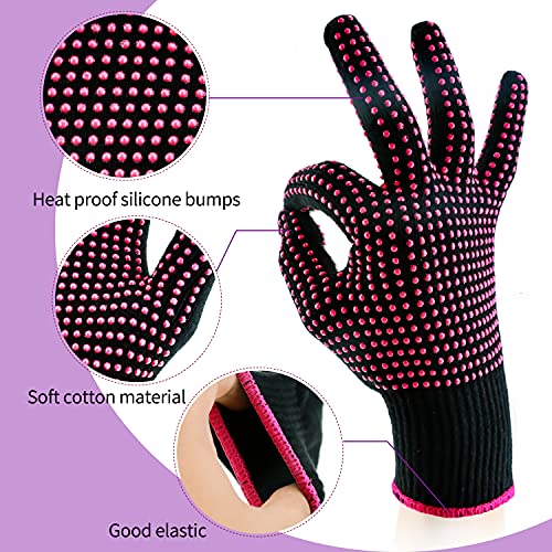 Image of Heat Gloves for Hair Styling,Heat Resistant Gloves for Hair Styling Curling Iron Glove Heat Resistant Mat Curling Wand