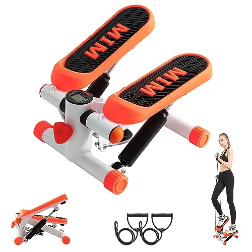 Pejevir 健康 ステッパー 静音設計 足踏み トレーニングバンド付き ミニステッパー コンパクト 携帯便利 自宅トレ 有酸素運動 室内 健康器具 フィットネス 踏み台（オレンジ）