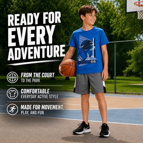 Image of Pro Athlete Active Boys Short Sets - 3 Piece Performance Short Sleeve T-Shirt and Dry Fit Shorts - Boys Athletic Sets (8-16)