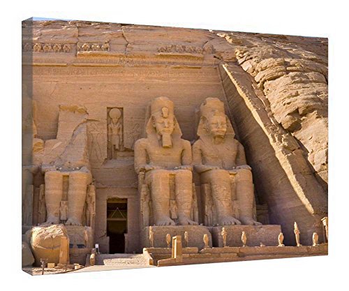 Toile Abu Simbel haut de gamme encadrée en bois œuvre d'art égyptienne 40x50 cm