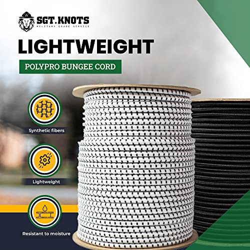 SGT KNOTS Polypropylene Bungee Shock Cord - Marine Grade Bungee Cord Roll, Lightweight Elastic Rope for DIY, Crafting, Kayak, Tent Poles & Industrial (1/4
