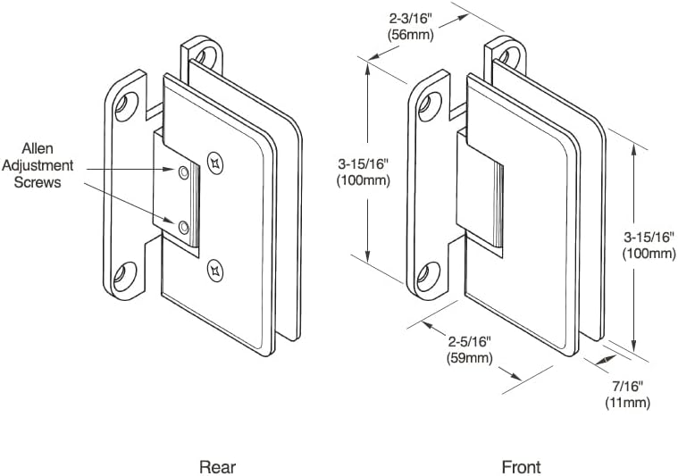 C.R. Laurence C0L337BN CRL Brushed Nickel Cologne 337 Series Adjustable Wall Mount Full Back Plate H