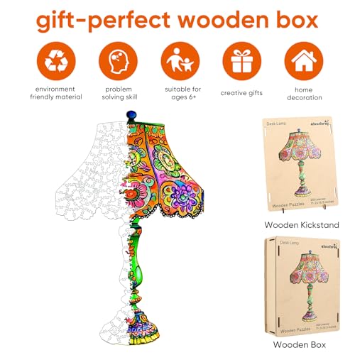 Qiuenisray Puzzles de Madera para Adultos 500 Piezas, Rompecabezas de Mesa con Lámpara, Puzzles de Forma Única, Creativo de Madera Irregular, Regalo para Adultos y Juego Familiar miniatura 4