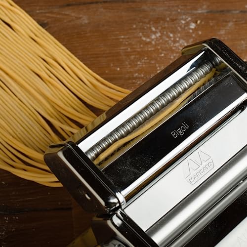 Image of Marcato Bigoli Attachment for Atlas 150 Pasta Machine - Thick Spaghetti Pasta Cutter Accessory, Chrome Steel Construction, Made in Italy