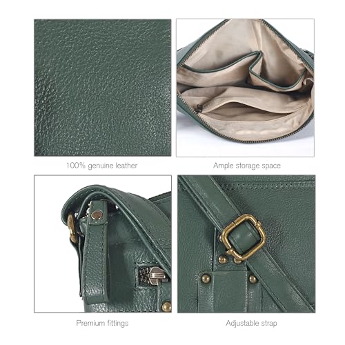 Image of Oak Leathers Leather Crossbody Bag For Women With Adjustable Sling Strap - Medium Size Crossover Shoulder Handbag Purse