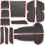 Cup Holder Insert Mats for WRX Accessories 2022 2023 2024 2025 Non-Slip Anti Dust Center Console Shifter Liners Pads Trim Door Slot Mats for WRX Base/Premium/Limited/GT 12Pcs Set, 6MT (Red Trim)