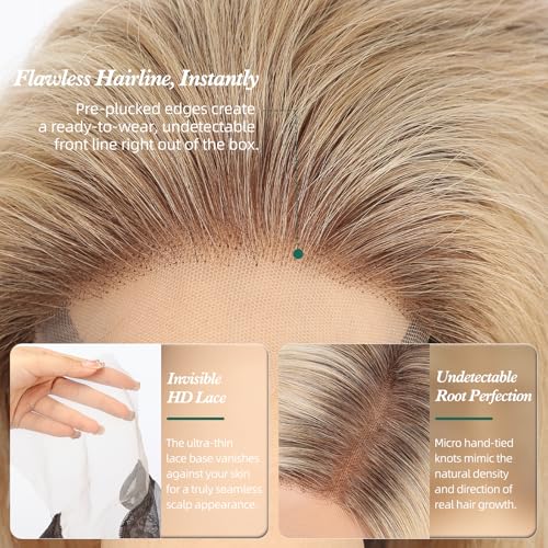 Image of Gray Blonde Wig Human Hair Pre Plucked Straight Short Bob Wigs 5x6 UHD Lace Front Wigs Remy Real Human Hair for Women 14Inch