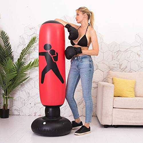 Saco de boxe de PVC para boxe, Romacci Saco de soco de boxe inflável de PVC 160cm em pé Tumbler Home