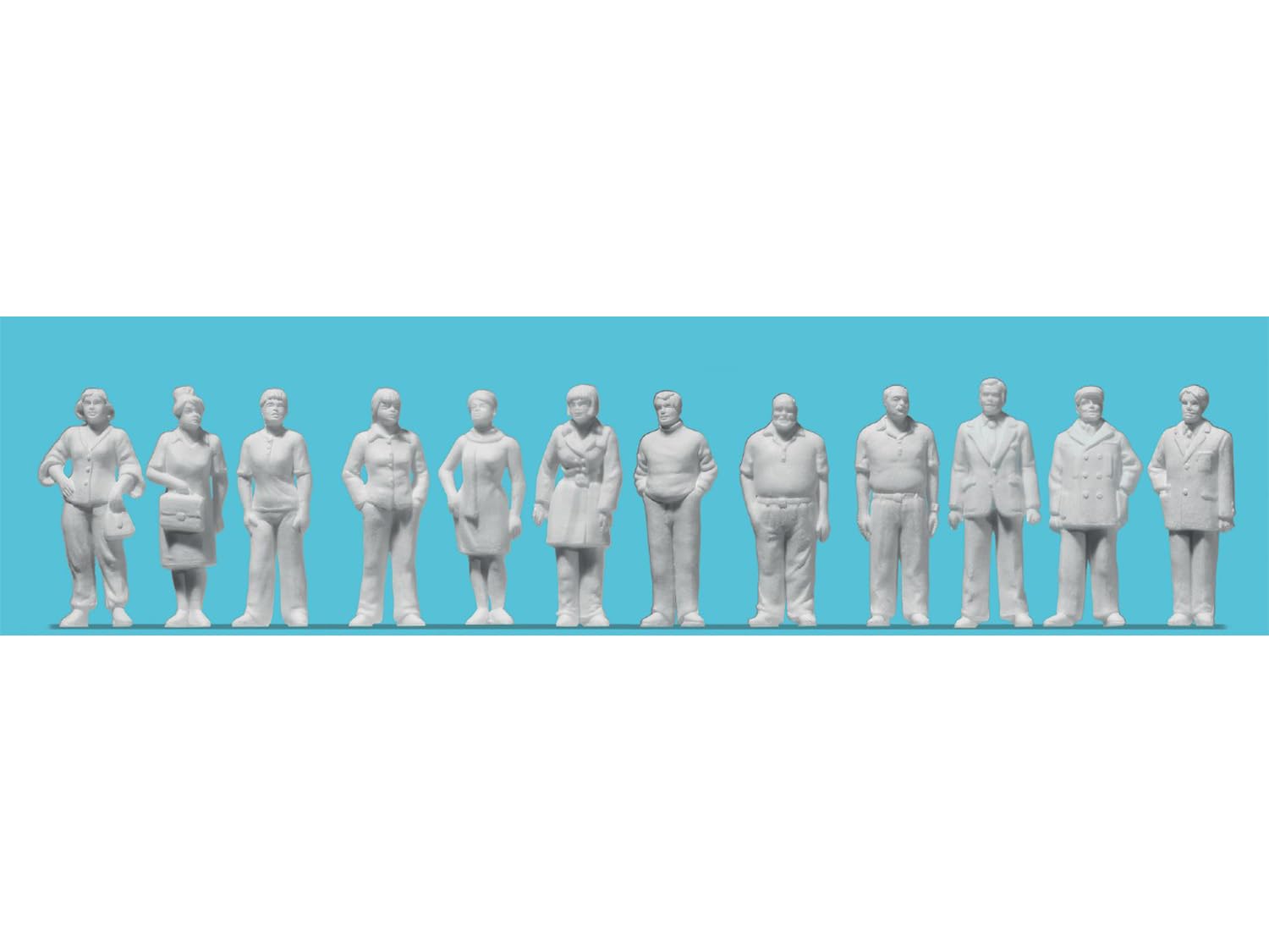 Preiser 68291 Standing People (12) Unpainted Figures