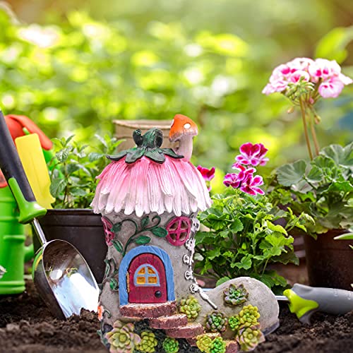 Teresa's Collections Boot Fairy House Garden Statues With Solar Light, Door Can Open Resin Fairy Garden Accessories Outdoor Cottage Figurines Lawn Ornaments For Outside Patio Yard Decorations, 8.8" #TOP2