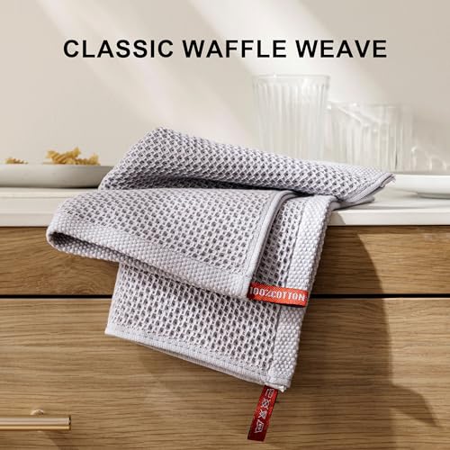 Image of joybest 100% Cotton Kitchen Dish Cloths, 8-Pack Waffle Weave Ultra Soft Absorbent Dish Towels Washcloths Quick Drying Dish Rags, 12x12 Inches, Light Gray
