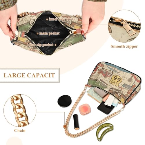 Retro Route 66 Bolsos bandolera para mujer miniatura 5