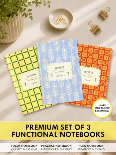 Image of DOODLE Set of 3 B6 Notebooks | 12 x 18 cm Soft Cover | 76 Pages Each | Compact Ruled Scribbl Notebooks for Notes, Plans, Practice, Journaling, School, College & Everyday Writing