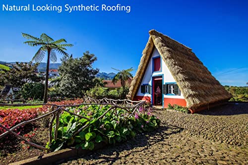 16.5 Ft X 19.67 In Synthetic Thatch Roofing Fire Rated B1 For Tiki Bar, Long-Lasting Thatch Palm Thatch Roll, Tiki Hut Grass Roof Umbrella Cover Mini Bar Roof And Patio Sunshade, Won't Rot, Long-Lasting, Fire Rated B1 #TOP5