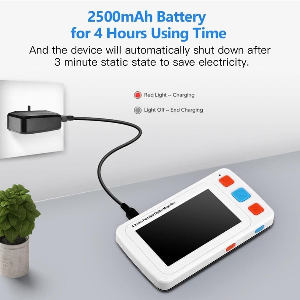TsoLay Lupa Digital portátil de 5 Pulgadas, Ayuda de Lectura electrónica con Mango Plegable, Zoom 4X-32X y Modo de 17 Colores, Salida AV, para Personas con Baja visión