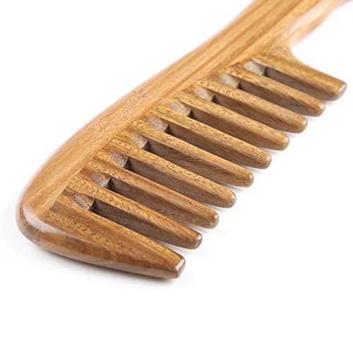 Breezelike Sandalwood Hair Comb - No Static Handmade Wide Tooth Comb - Natural Wooden Detangling Comb With Gift Box #TOP2