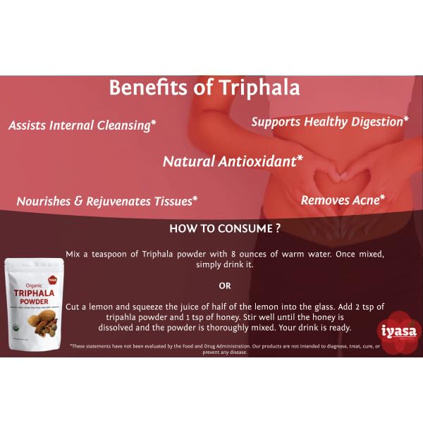 Miniatura 3 de Iyasa Holistics Polvo de trifala orgánico, superalimento ayurveda, desintoxicación corporal natural, limpiador intestinal, laxante de hierbas, 8