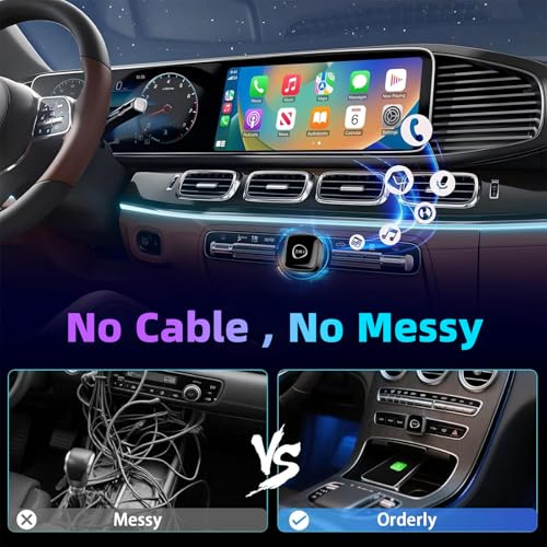 CarPlay Wireless Adapter, 2025 Upgrade von Wired CarPlay auf Wireless, Mini-USB-Design für Autos mit Wired CarPlay, Kompatibel mit iOS 10+ & Wired CarPlay Autos ab 2016(2 in 1 Wireless CarPlay)