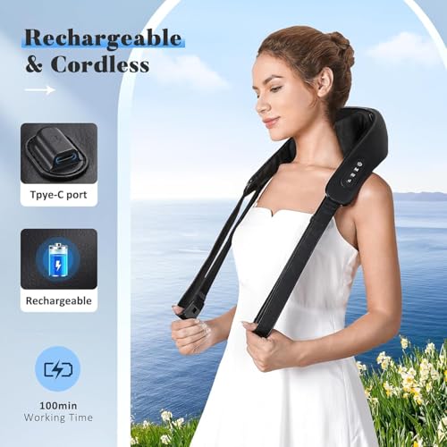 Image of Careboda Wireless Neck Massager for Cervical Pain Relief with Heat Therapy | 5D Deep Tissue Shiatsu Back Massager, Cordless & Rechargeable | Neck and Shoulder Massager Machine for Pain Relief
