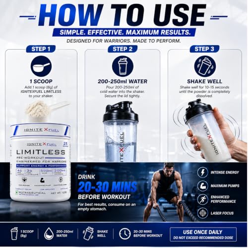Image of Limitless Pre Workout Powder 25 Servings, Fruit Punch, 100g