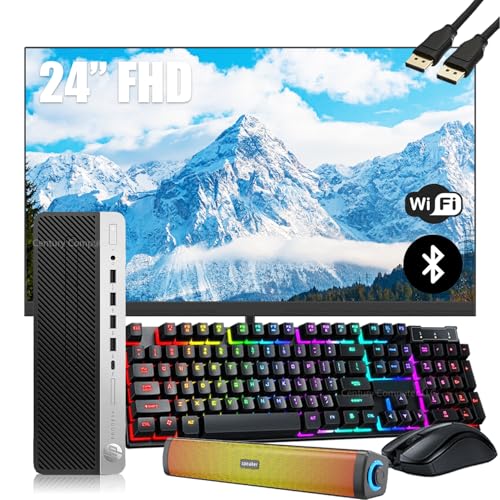 HP ProDesk 600 G4 SFF Desktop Computer with 24" FHD Monitor PC Set, Intel Core i3-8100,16GB DDR4 RAM, 512GB SSD, Keyboard & Mouse, WiFi, Bluetooth, DP Cable, Windows 10 Pro(Renewed)