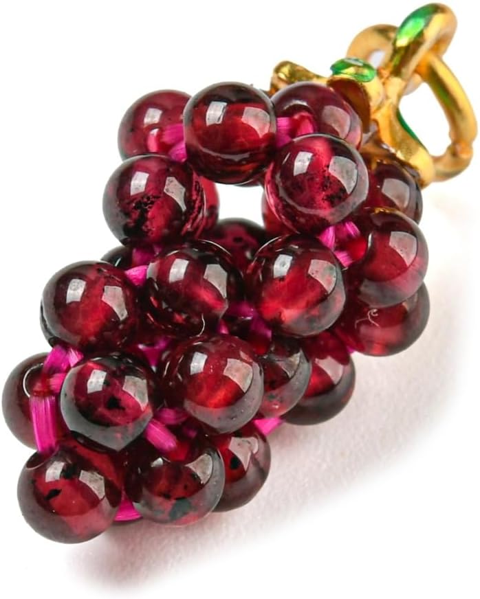 DanLingJewelry 10Pcs 3D Grape Shaped Natural Garnet Pendants Healing Crystal Stone Fruit Charms for Jewelry Making Necklaces Earrings Keychain - Image 2