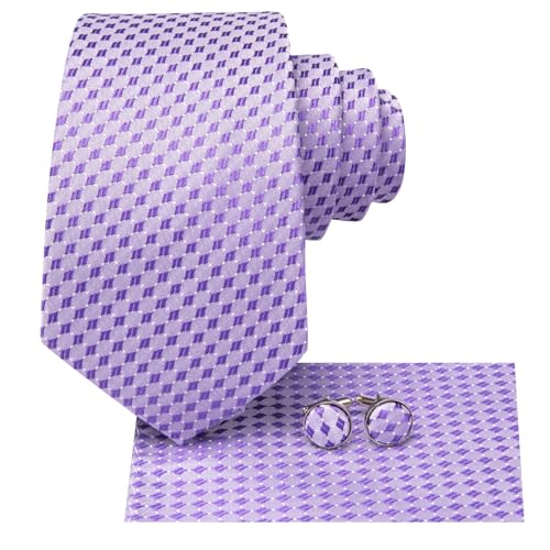 Image of Hi-Tie Mens Paisley Floral Striped Ties Set Silk Necktie and Lapel Pin for Men Pocket Square Cufflinks Set Business Wedding
