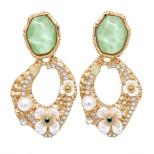 Elegant Korean Pearl Drop Earrings for Women | Gold Plated Minima...