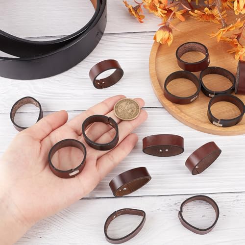 CRASPIRE 24Pcs 2 Colors Belt Leather Loop Keepers 1.2inch Loops Leather Keeper Ring End Strap Cowhide Retainer Tool Belt Replacement Fit for DIY Craft Bag Belt Accessories Black Brown3