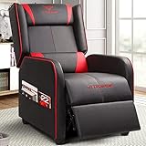 Vitesse Gaming Recliner Chair Racing Style Single Ergonomic Lounge Sofa Modern PU Leather Reclining Home Theater Seat for Living Gaming Room (Red)