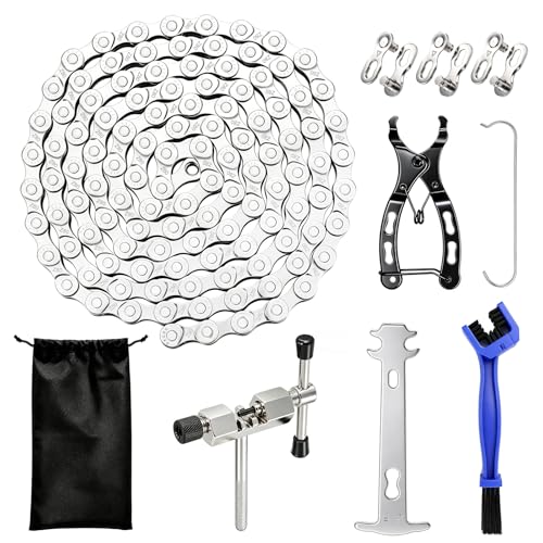 Solyxis Kit d'outils pour Chaîne de Vélo pour 6/7/8 Vitesses, Compris d'outil de Démontage, 3 Paires de Maillons de Rechange, Pince à Fermeture Rapide,...