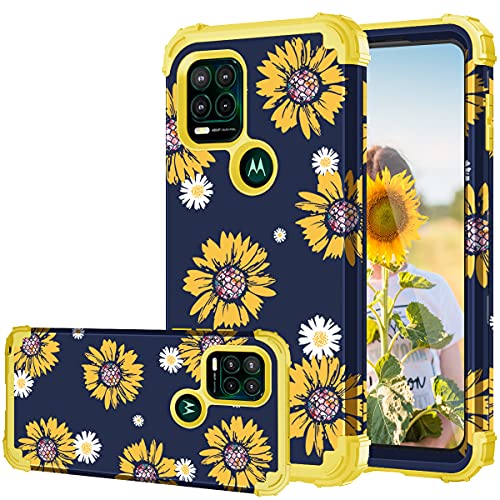 Fingic Moto G Stylus 5G Case, Moto G Stylus 5G Case Sunflower 3 in 1 Heavy Duty Hard PC Soft Silicone Rugged Bumper Full-Body Shockproof Protective Phone Case for Motorola Moto G Stylus 5G, Yellow