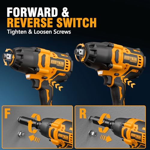 Alloyman 1/2 inch Cordless Impact Wrench, (750 N.m)555 Ft-lbs Hight Torque Electric Impact Gun,20V Power Impact Driver, Brushless Motor 2000 RPM, 6 Sockets,3 Extension Bars, 4.0AH Li-ion Battery