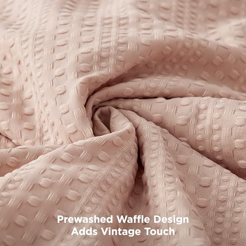 Image of Bedsure 2 piece Comforter Set,Waffle Comforter Set Twin, All Seasons Dusty Pink Bedding Comforter Set,1 Waffle Weave Comforter (68 inchx88 inch) and 1 Pillow Sham (20 inchx26 inch+2 inch)