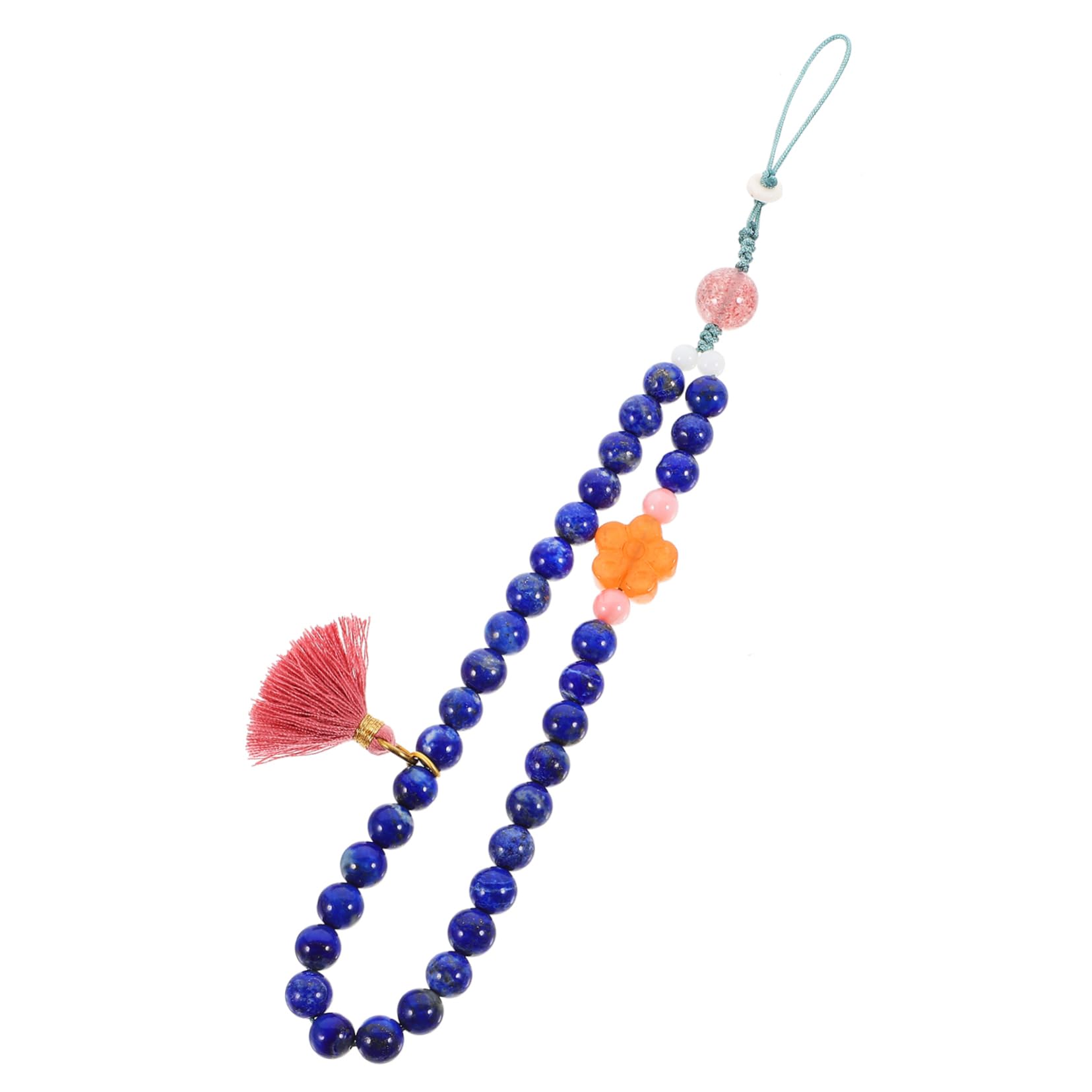 Cordón para Teléfono Retro de Cadena Móvil, Coral Rosa, Hecho a Mano